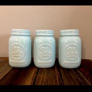 Farmhouse Mason Jar Decor (Set of 3, Light Blue)